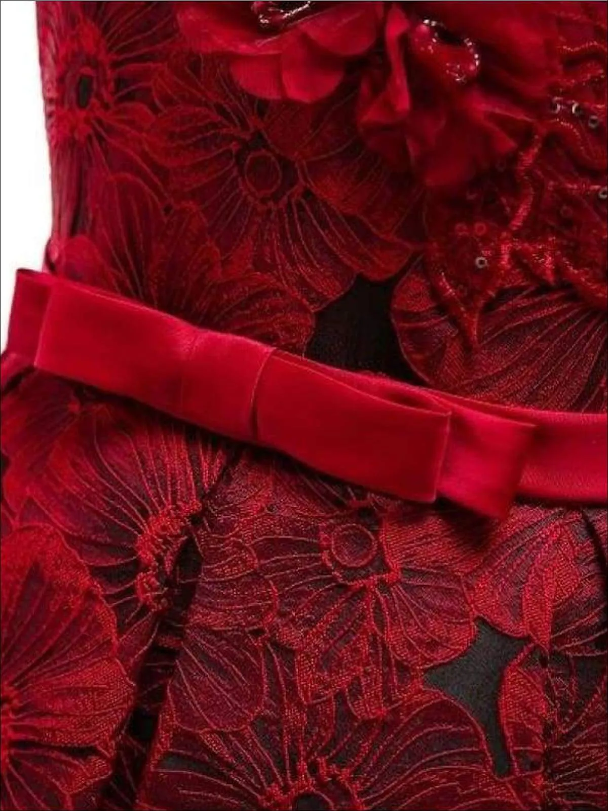 Girls Floral Print Pleated Tulle Holiday Dress