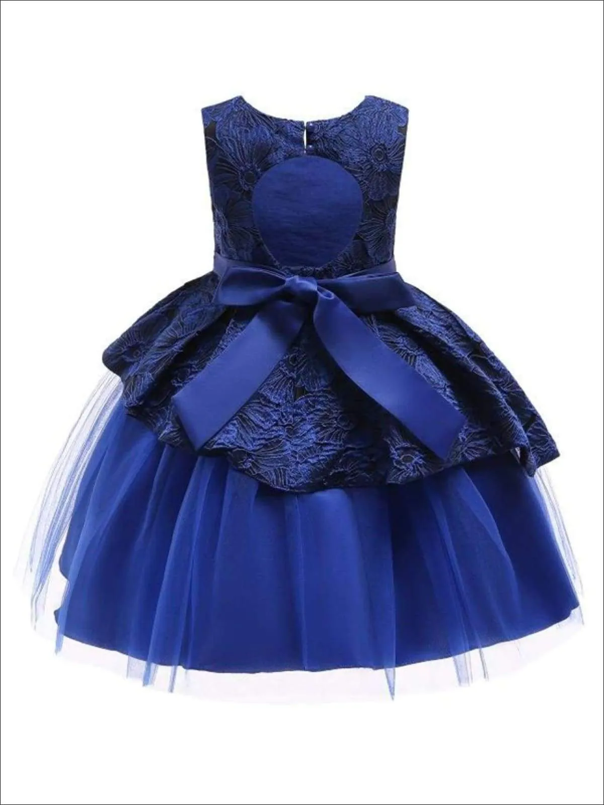 Girls Floral Print Pleated Tulle Holiday Dress
