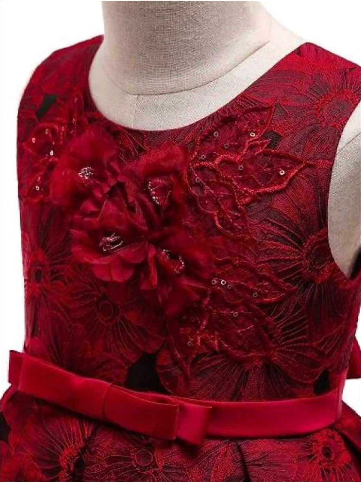Girls Floral Print Pleated Tulle Holiday Dress