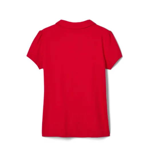 Girls Short Sleeve Peter Pan Polo {Red}