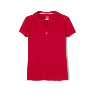 Girls Short Sleeve Peter Pan Polo {Red}