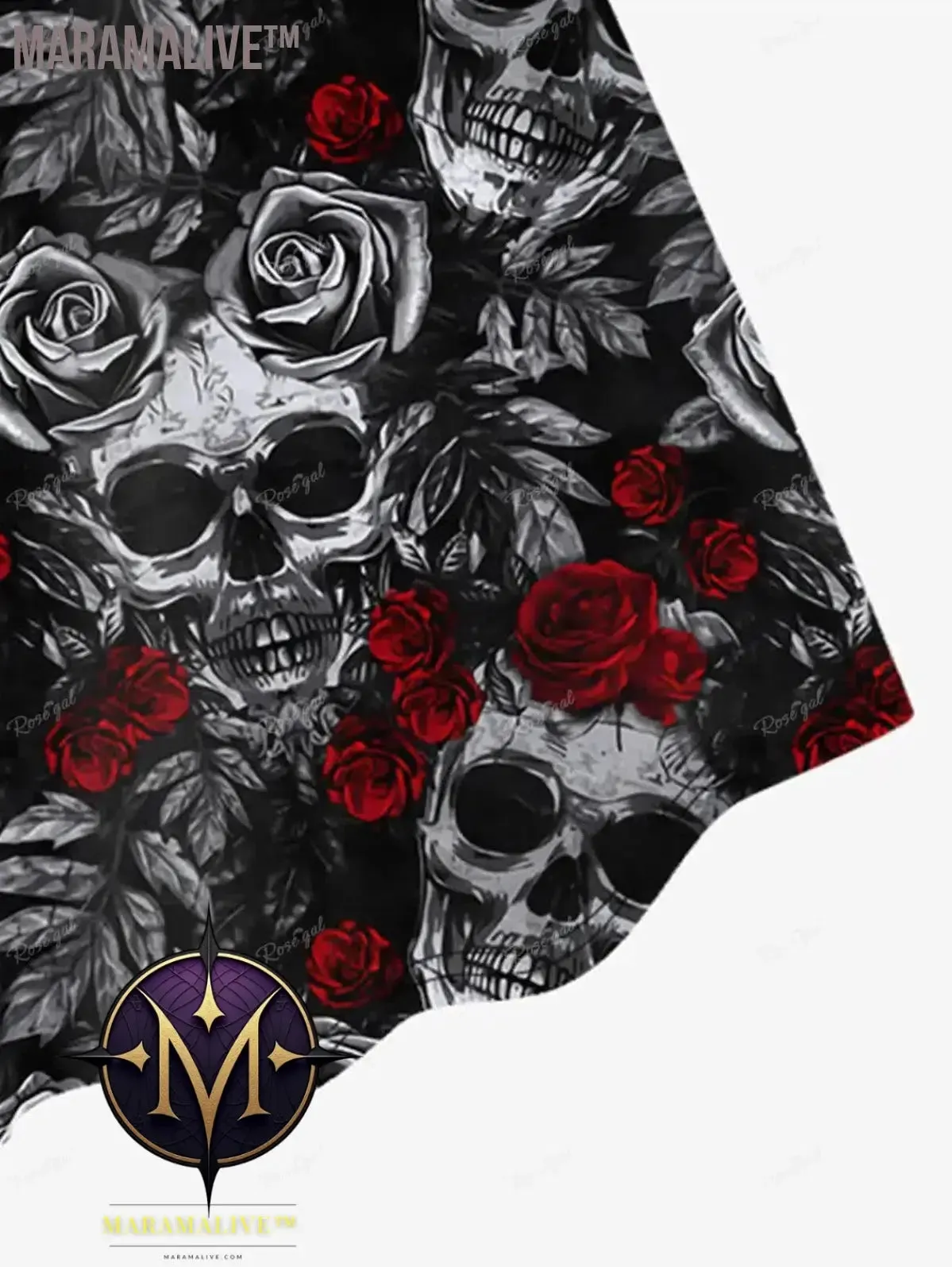 Gothic Printed Sleeveless Dress Women's Plus Size Spring,Summer Vestidos Skull Rose Graphic Dresses 5XL