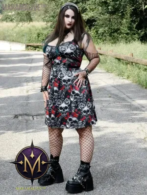 Gothic Printed Sleeveless Dress Women's Plus Size Spring,Summer Vestidos Skull Rose Graphic Dresses 5XL