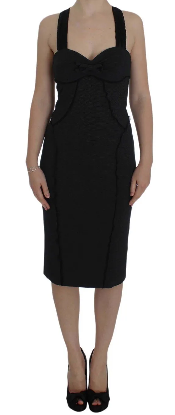 Gray Sheath Stretch Knee Length Dress