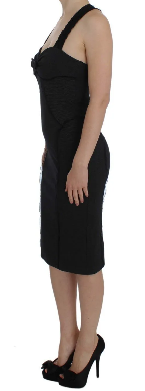 Gray Sheath Stretch Knee Length Dress