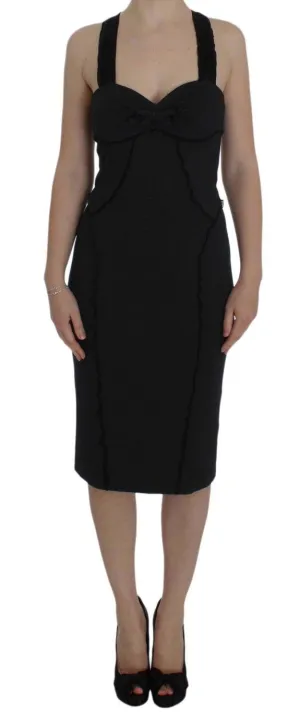 Gray Sheath Stretch Knee Length Dress