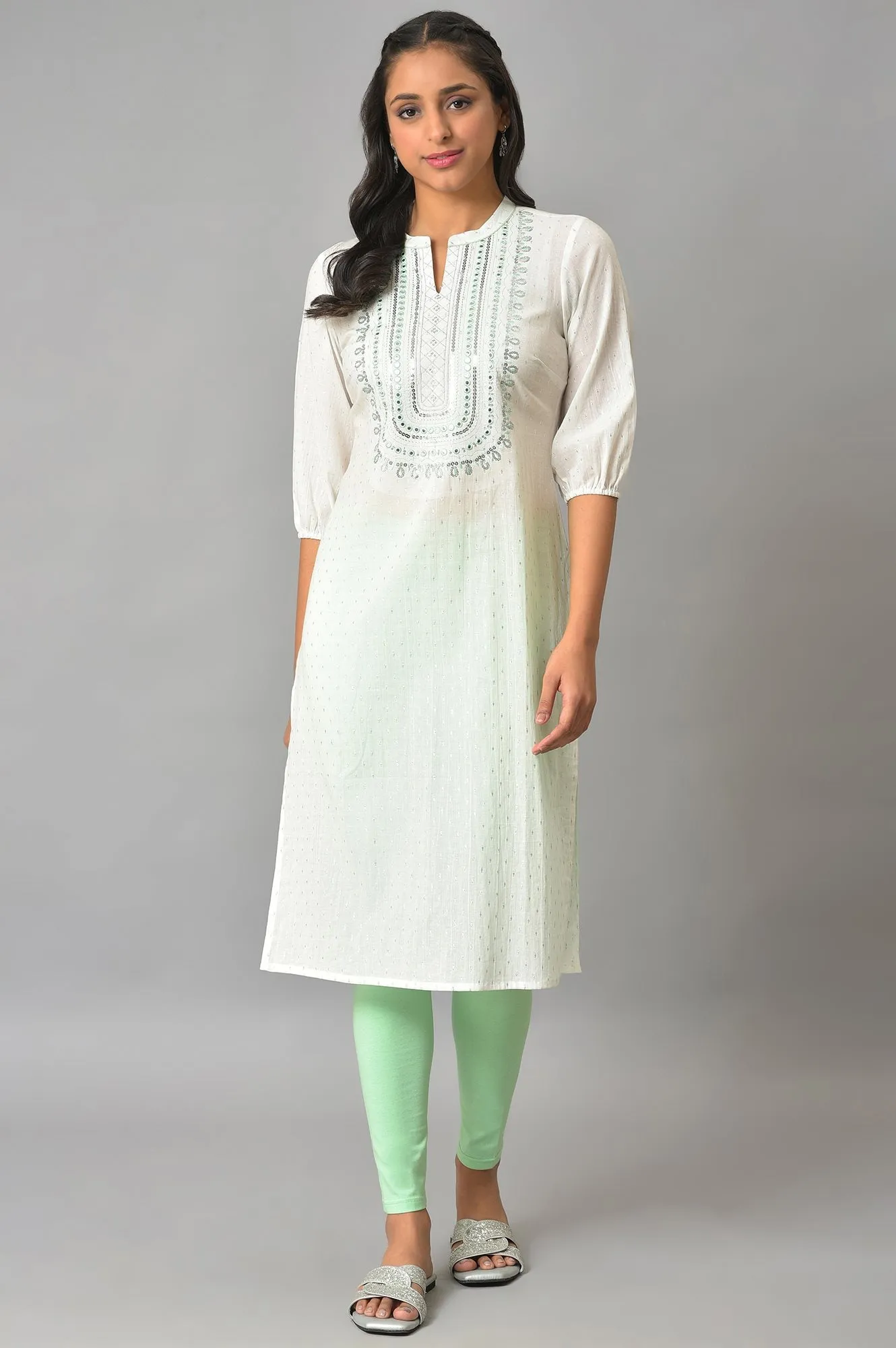Green Cotton Lycra Plus Size Tights