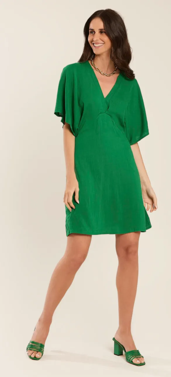 Green Flowy Sleeve Dress