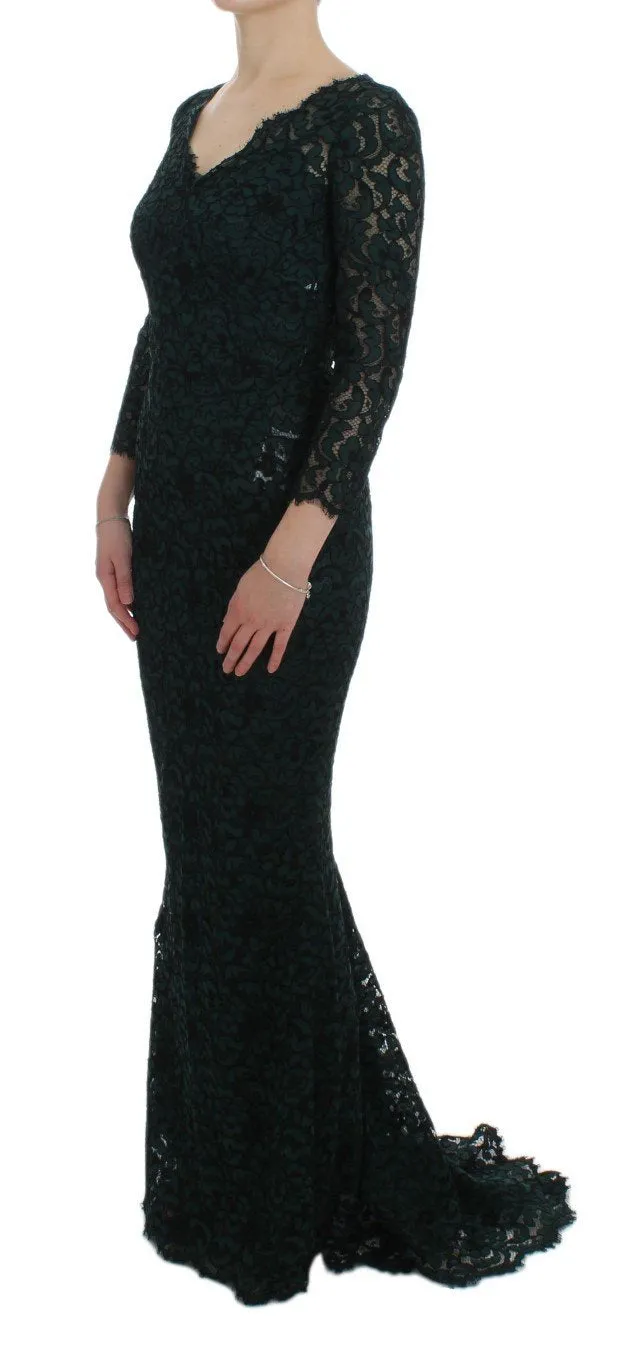 Green Lace Sheath Long Gown Ball Dress