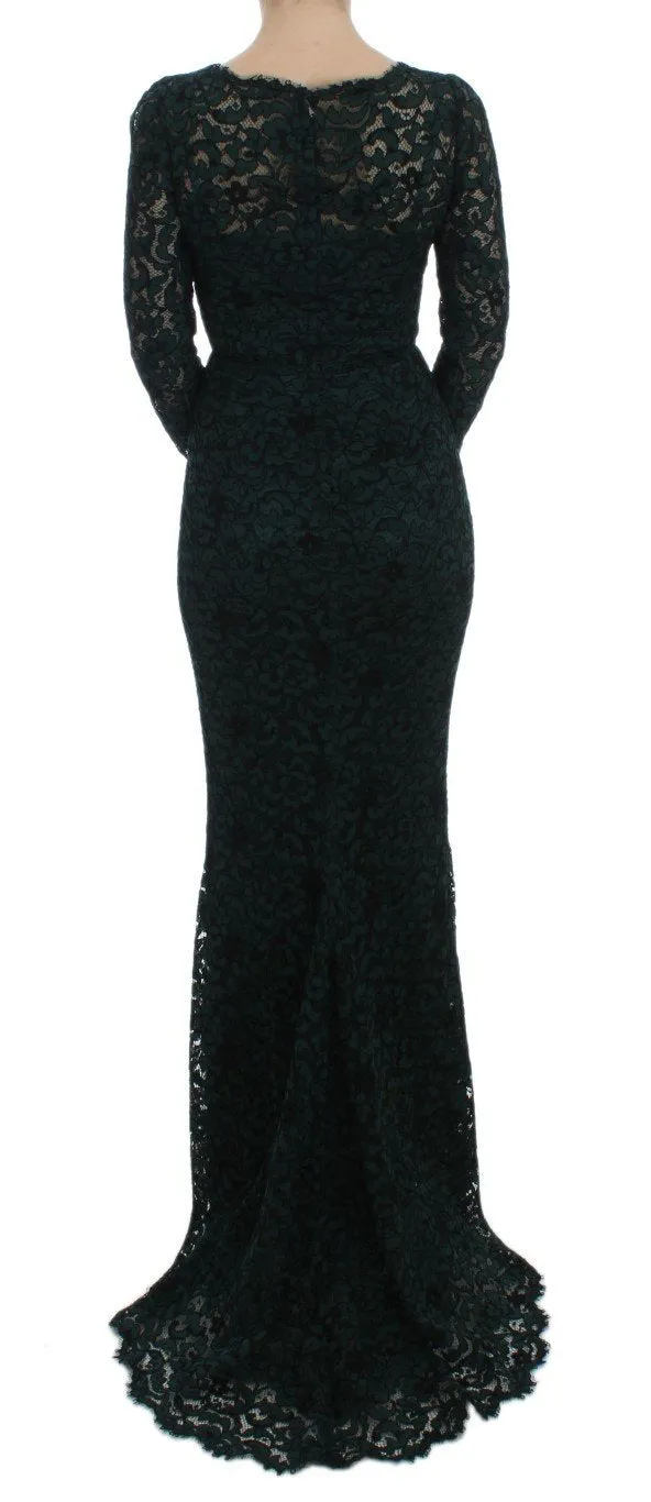 Green Lace Sheath Long Gown Ball Dress