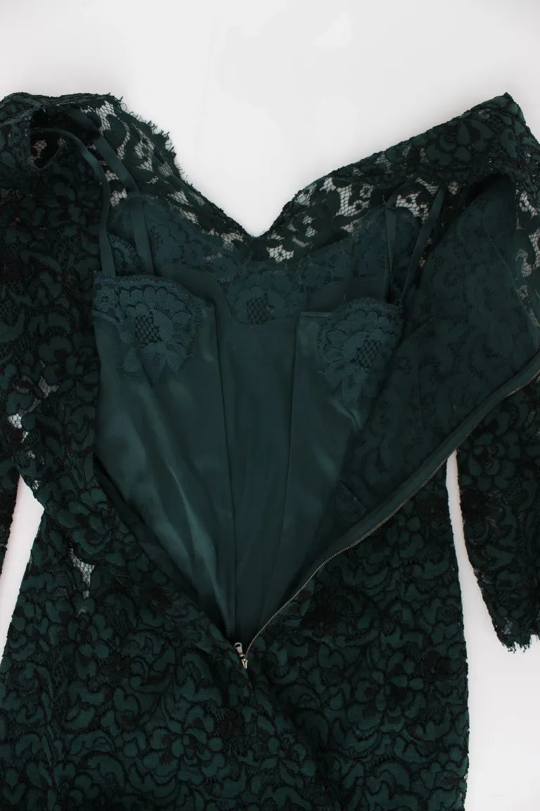 Green Lace Sheath Long Gown Ball Dress