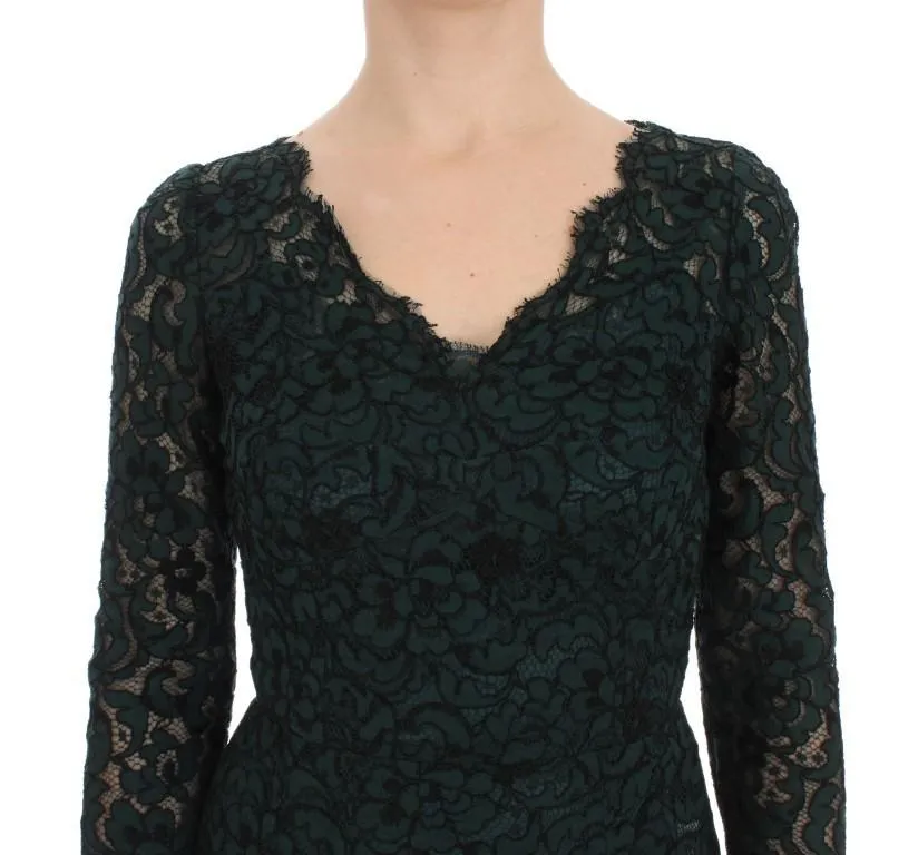 Green Lace Sheath Long Gown Ball Dress