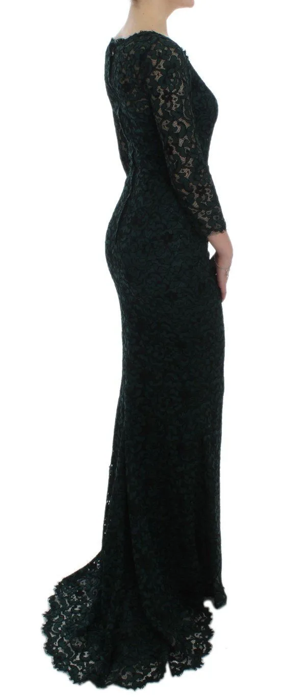 Green Lace Sheath Long Gown Ball Dress