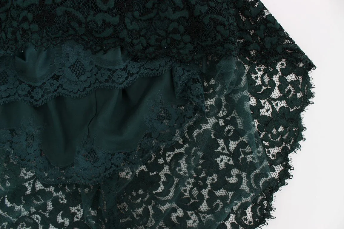 Green Lace Sheath Long Gown Ball Dress