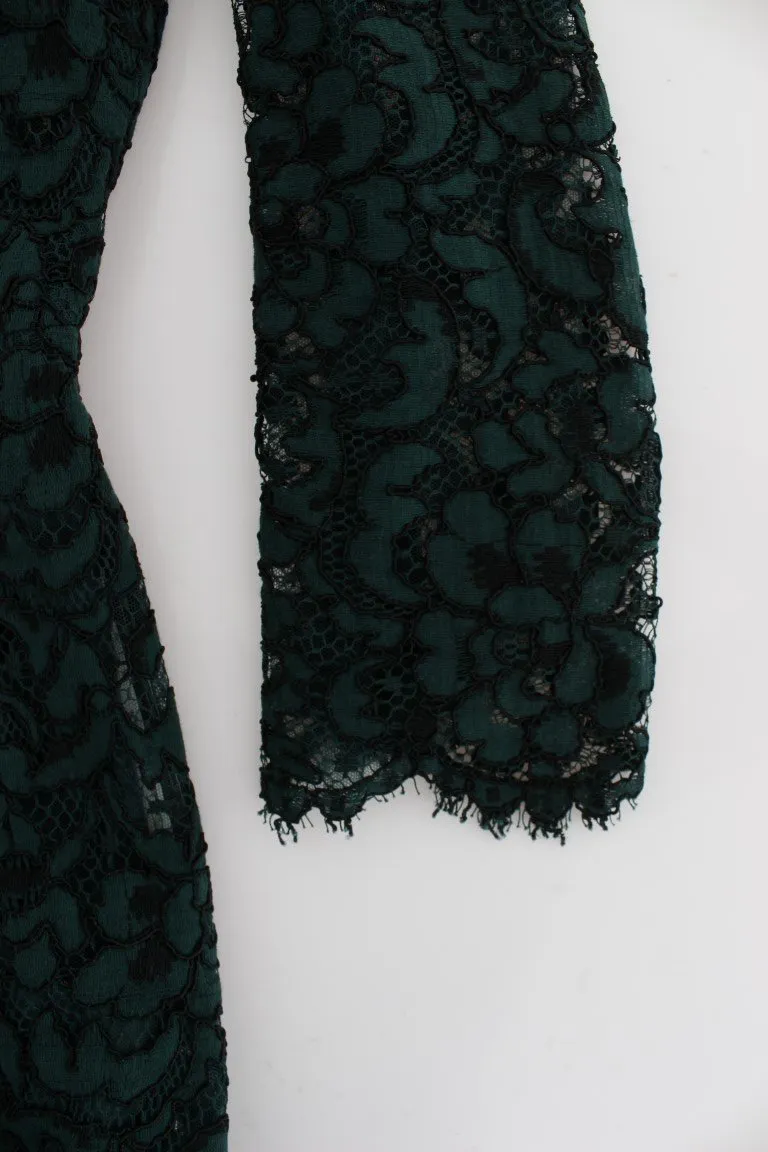 Green Lace Sheath Long Gown Ball Dress
