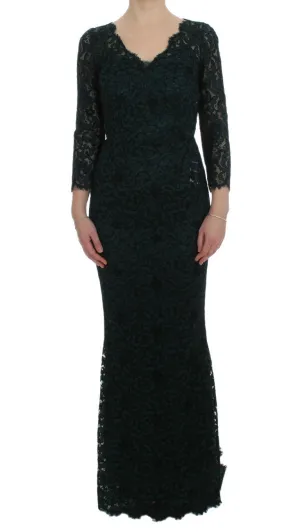 Green Lace Sheath Long Gown Ball Dress