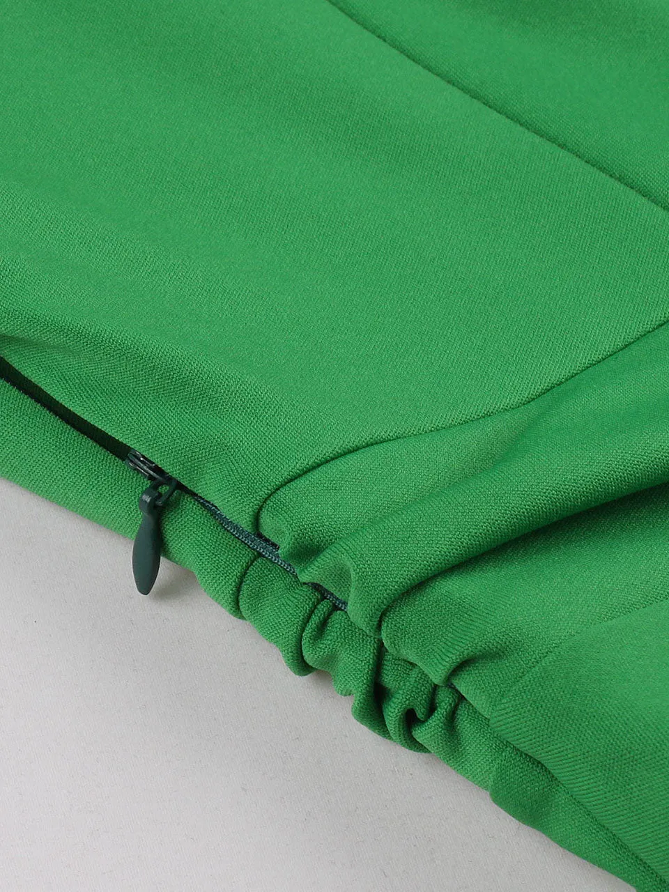 Green Plaid Trumpet Sleeves 1950S Vintage Dress