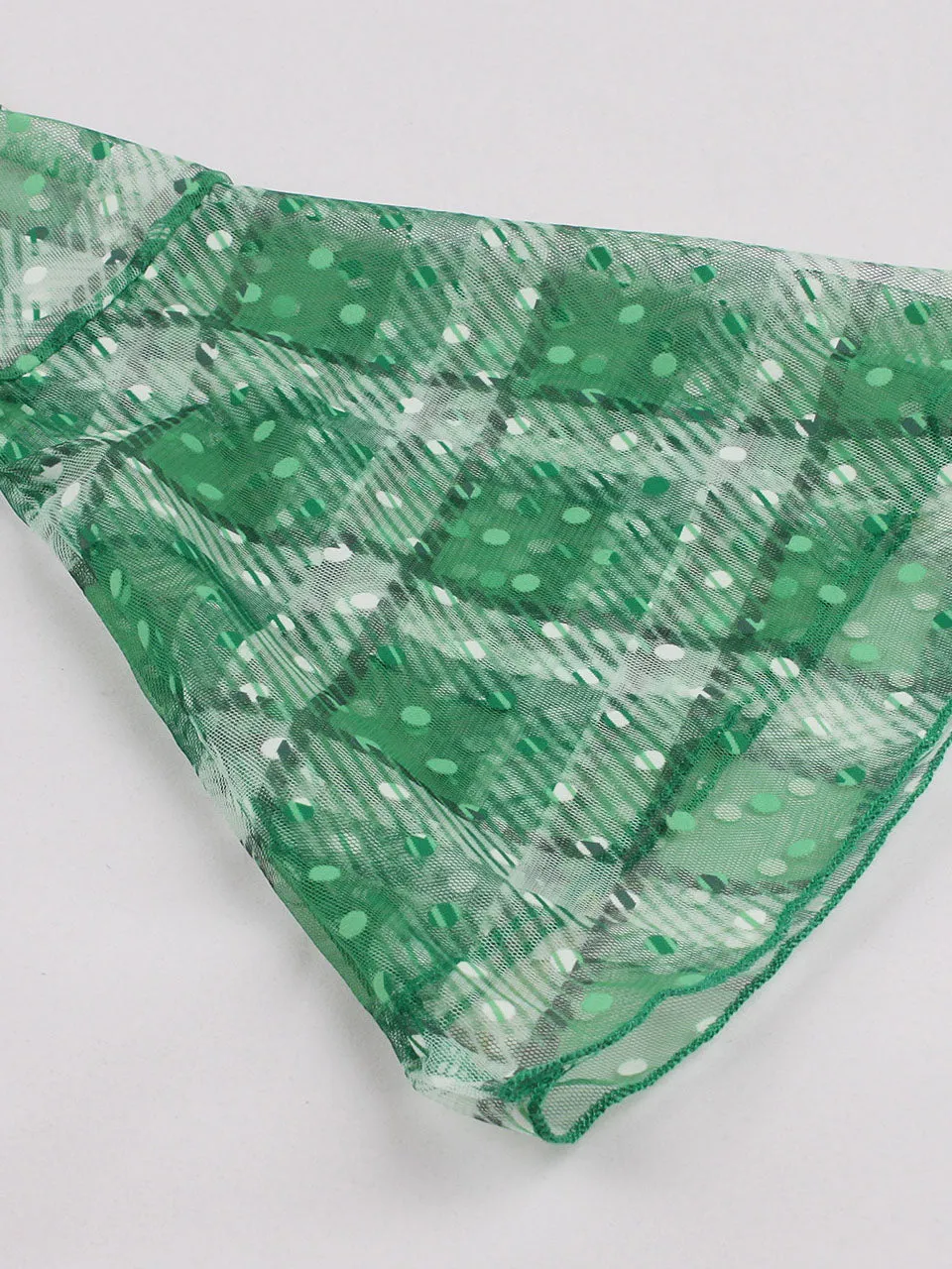 Green Plaid Trumpet Sleeves 1950S Vintage Dress