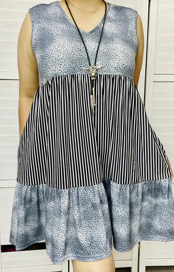 Grey Cheetah & Striped dress