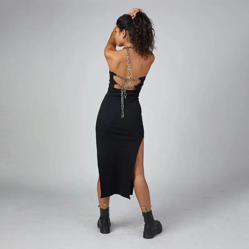 Halter Chain Bandage Dress