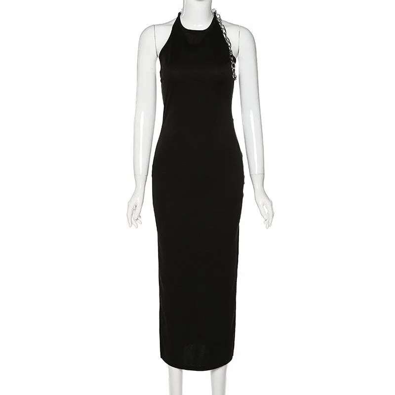 Halter Chain Bandage Dress