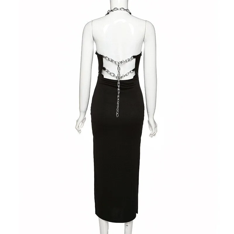 Halter Chain Bandage Dress