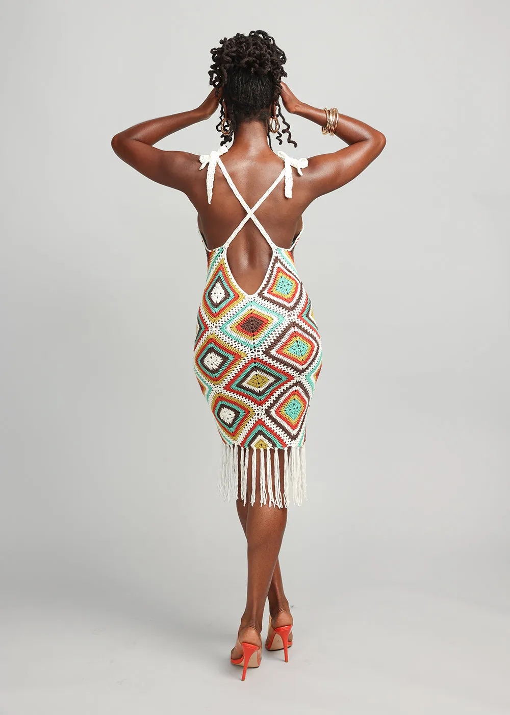 Hasina Women's Crochet Dress (Contrast Diamond Crochet) - Clearance