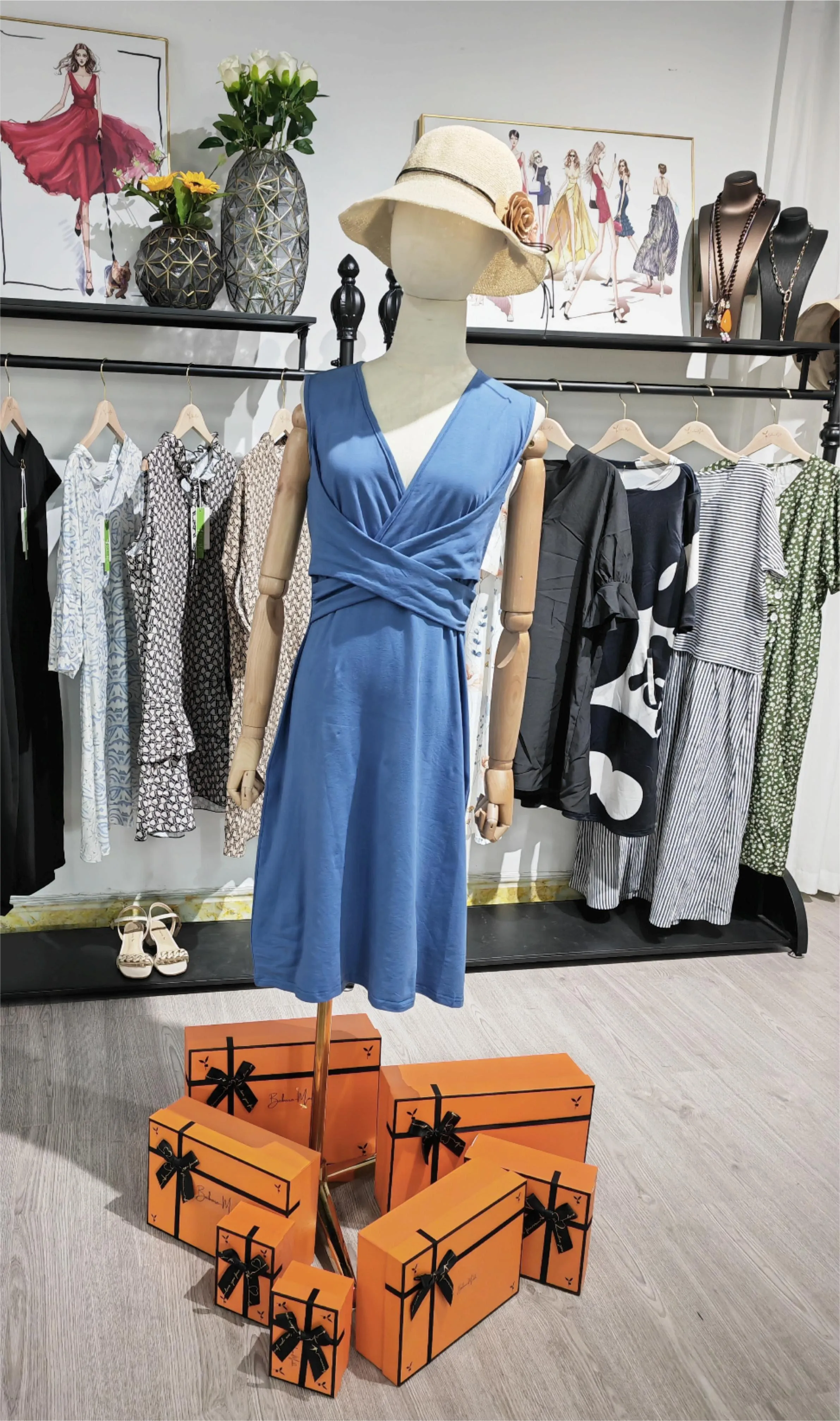 Hiran® | Elegant Midi Sheath Dress With Laced Wrap Crossing
