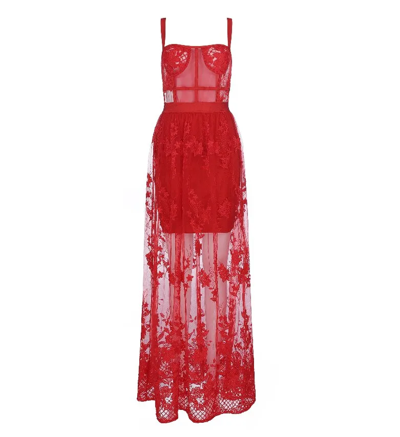 Hollow Out Long Rayon Bandage Dress