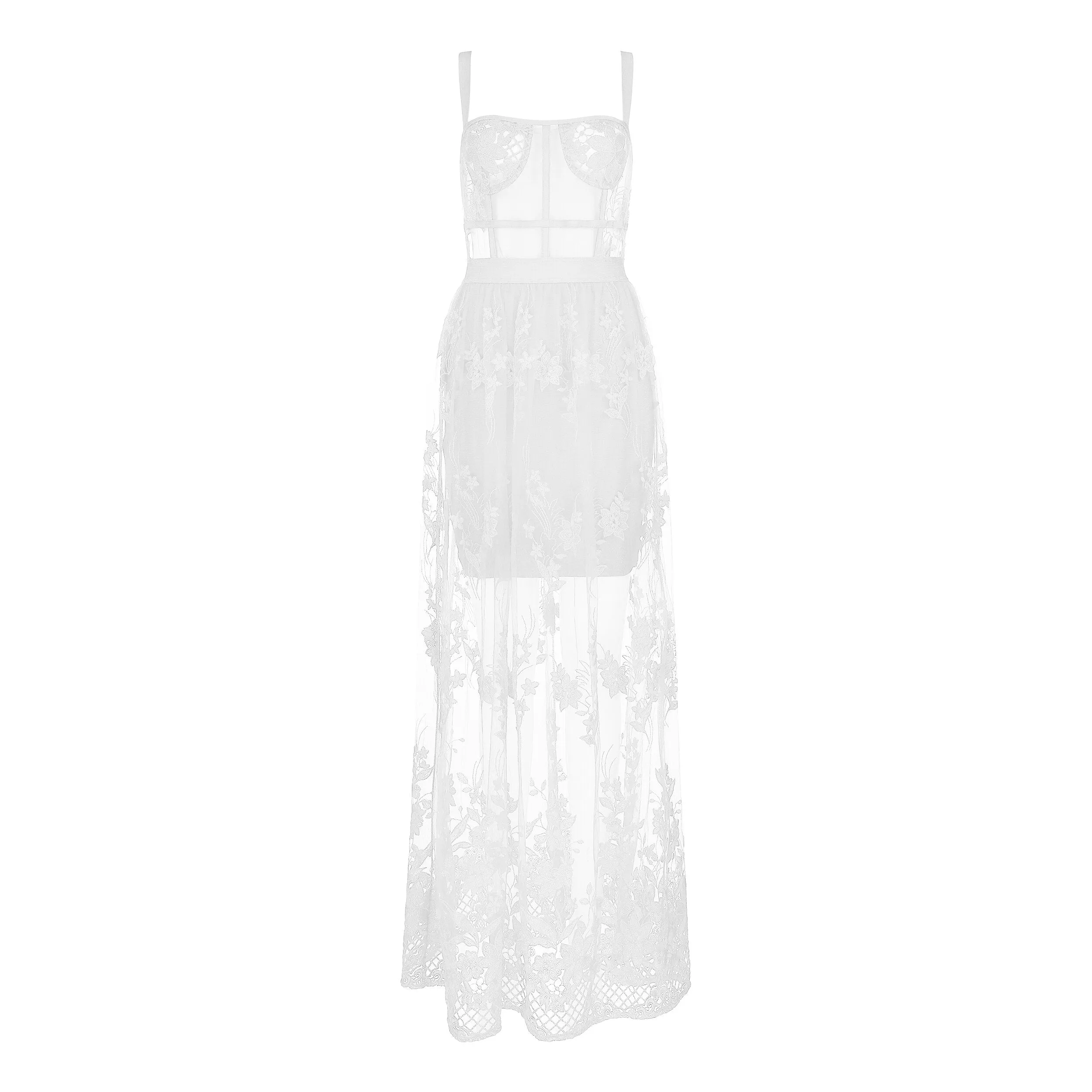 Hollow Out Long Rayon Bandage Dress