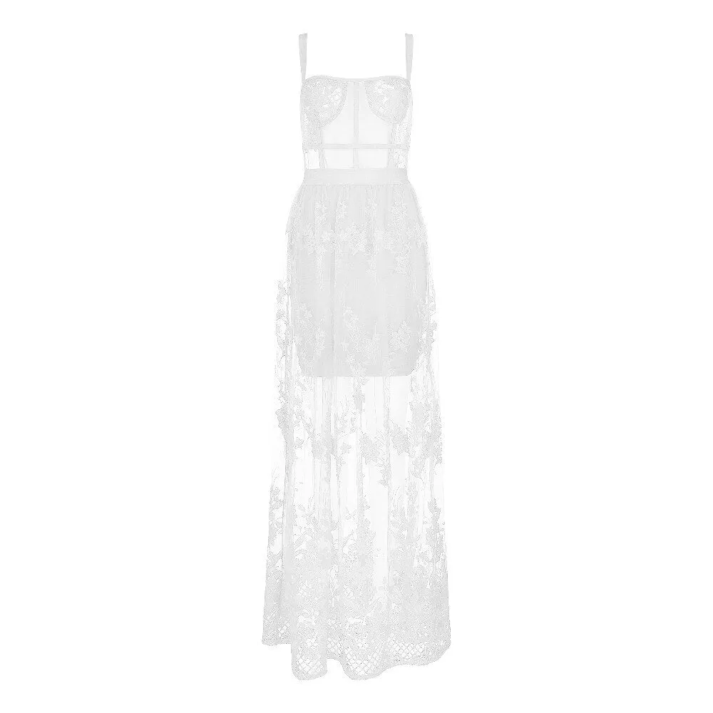 Hollow Out Long Rayon Bandage Dress