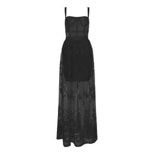 Hollow Out Long Rayon Bandage Dress