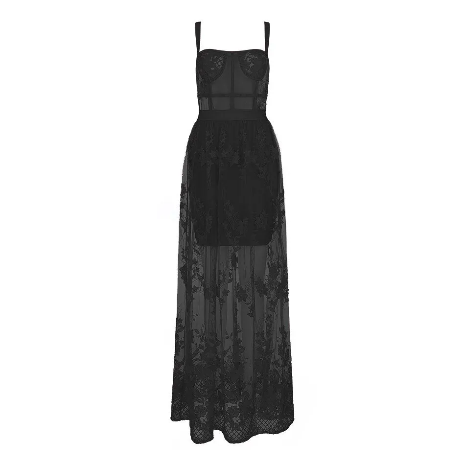 Hollow Out Long Rayon Bandage Dress