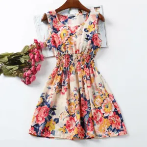 Hot Women Mini Chiffon Beach Dress Vestidos Sleeveless Sundress Floral Tank Dresses