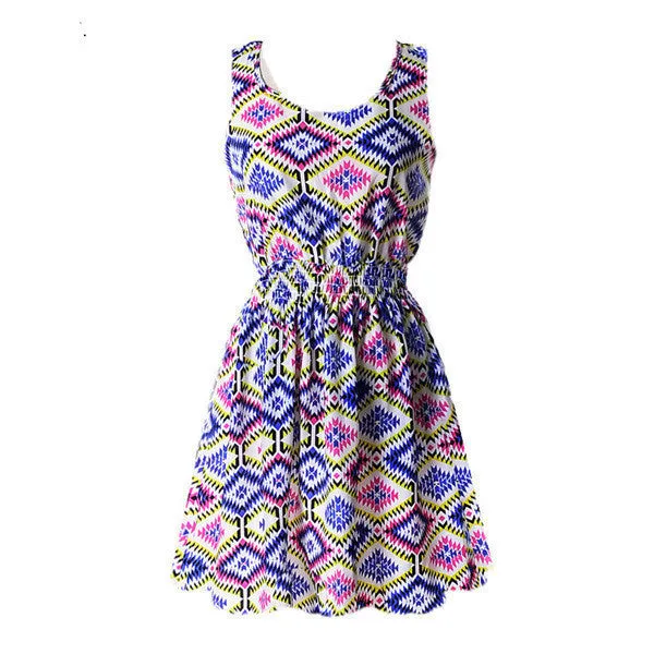 Hot Women Mini Chiffon Beach Dress Vestidos Sleeveless Sundress Floral Tank Dresses