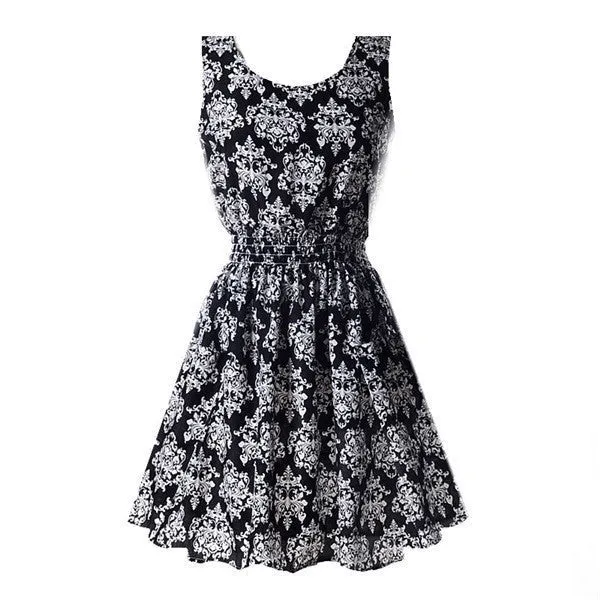 Hot Women Mini Chiffon Beach Dress Vestidos Sleeveless Sundress Floral Tank Dresses