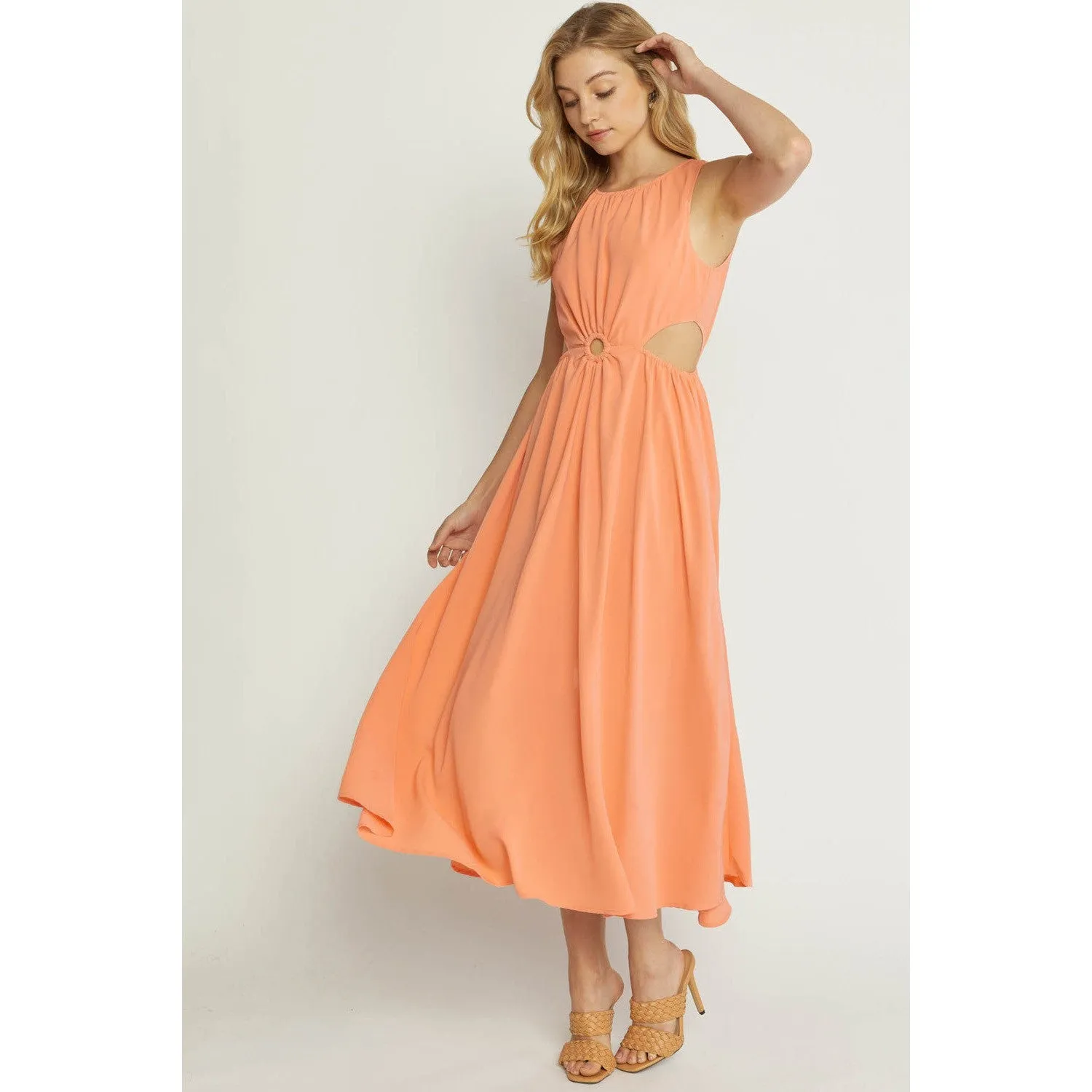 Hours of Time Dress in Butter Salmon