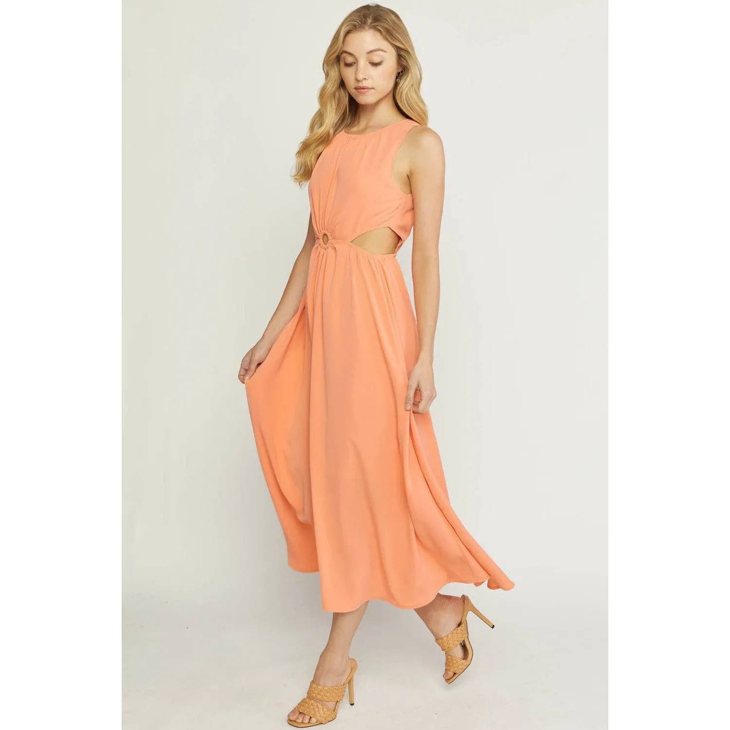 Hours of Time Dress in Butter Salmon