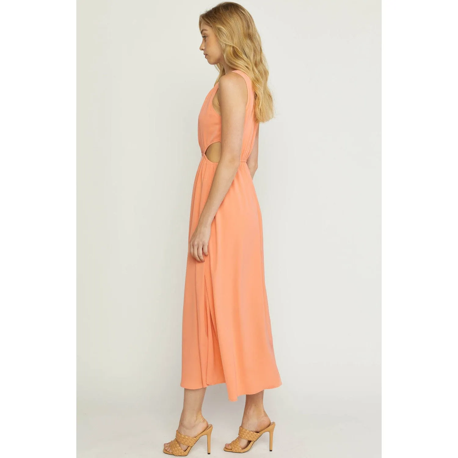 Hours of Time Dress in Butter Salmon