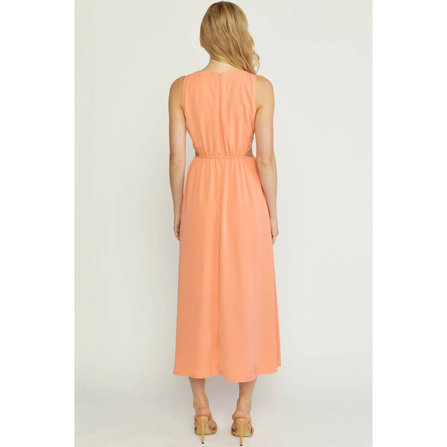 Hours of Time Dress in Butter Salmon