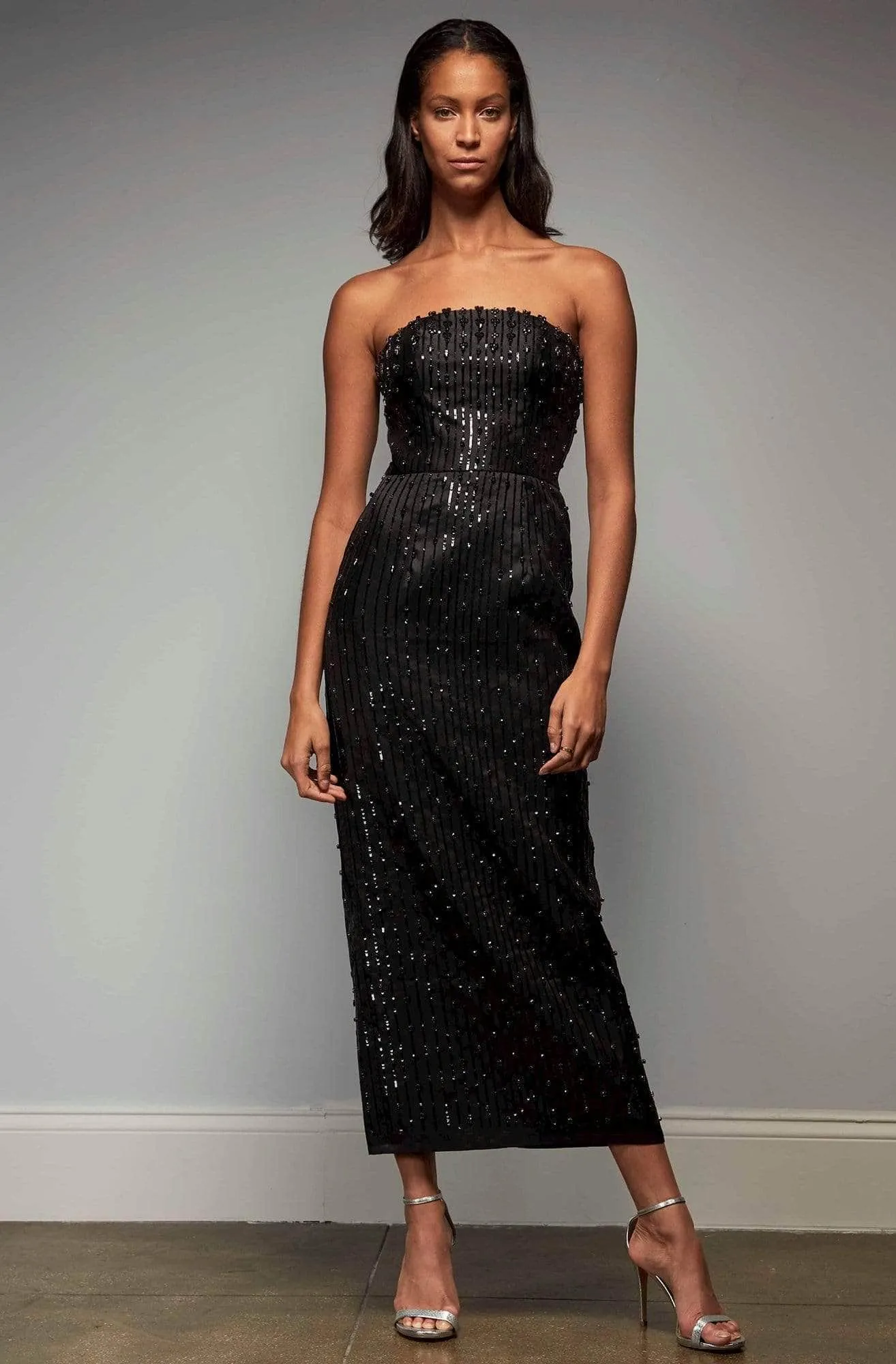 Hynes Park - Beaded Strapless Overskirt Evening Dress M345