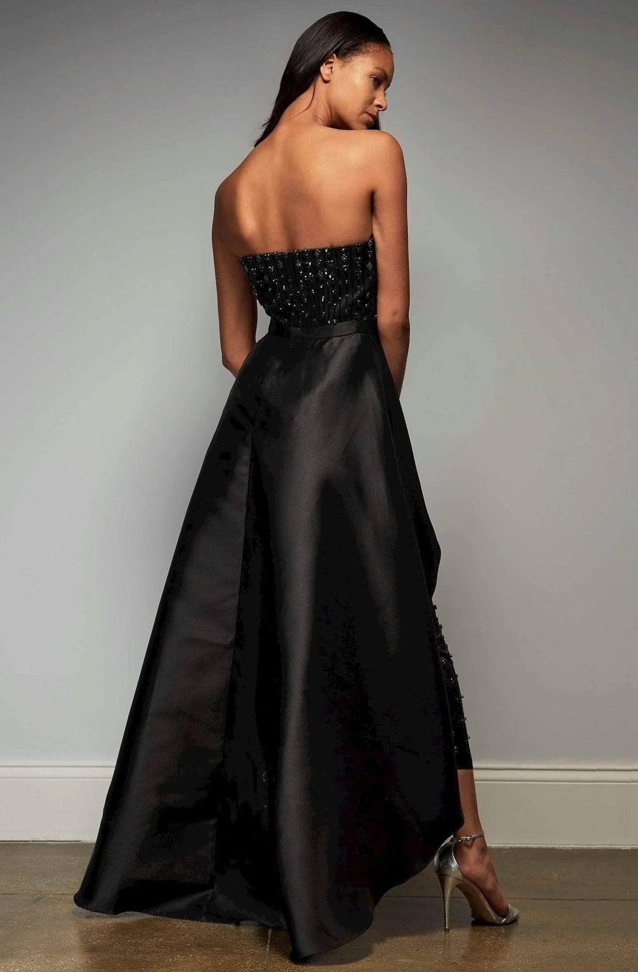 Hynes Park - Beaded Strapless Overskirt Evening Dress M345