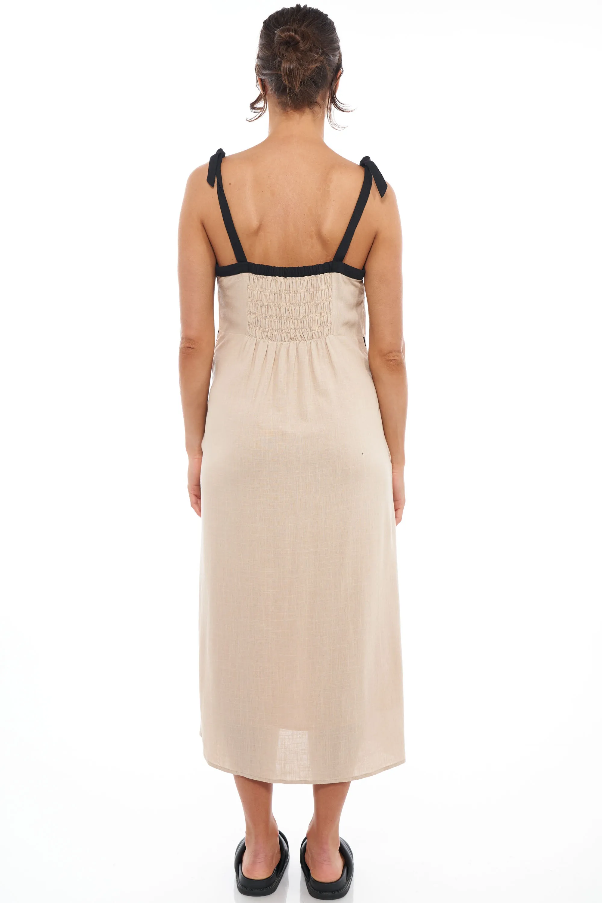In Contrast Linen Dress*