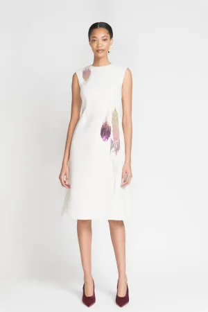 Ivory Cady Sheath Dress with Odisha Ikat Embroidery