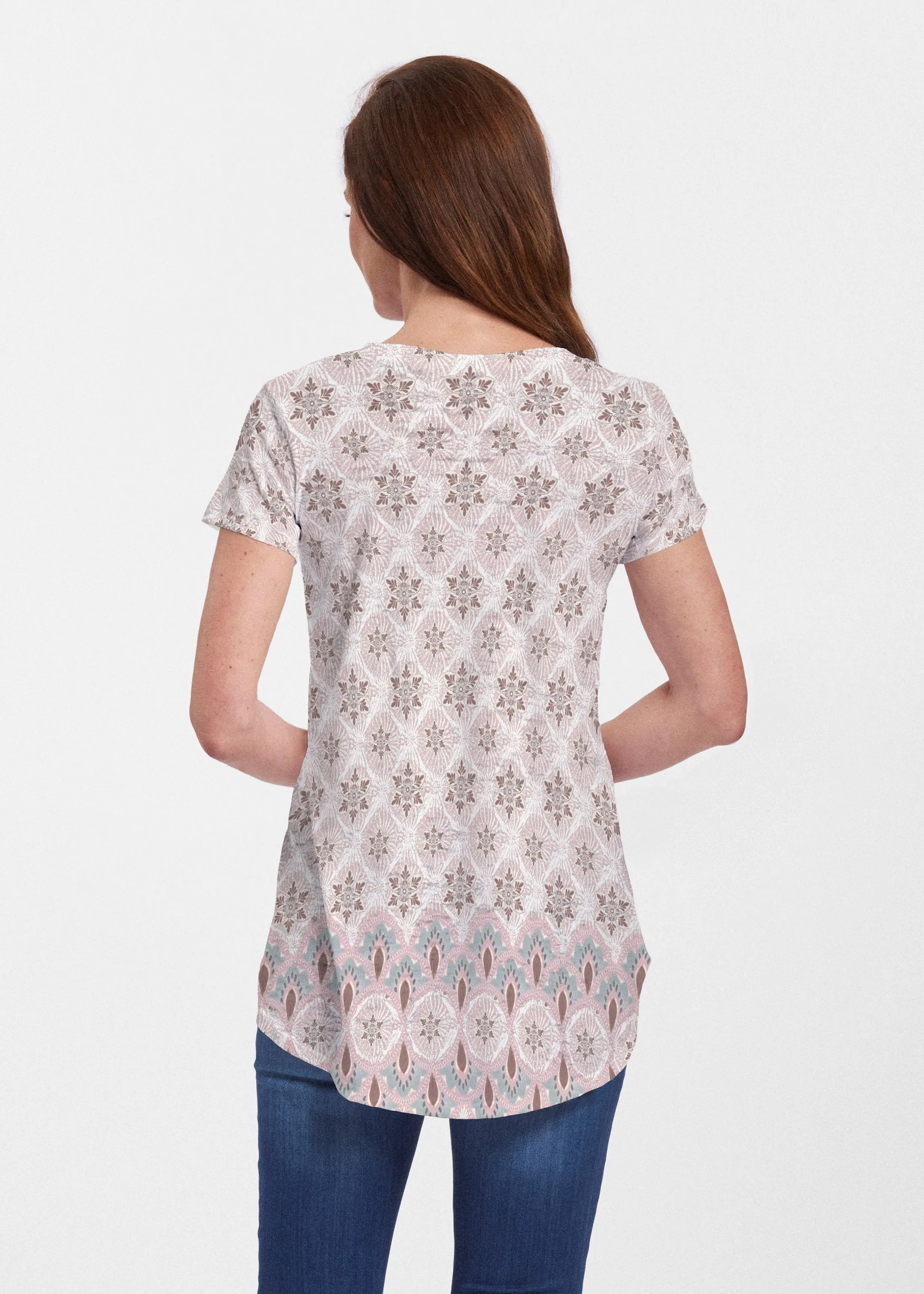 Izzy Grey (19200) ~ Short Sleeve Scoop Neck Flowy Tunic