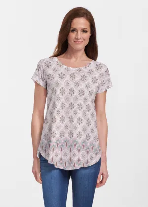 Izzy Grey (19200) ~ Short Sleeve Scoop Neck Flowy Tunic