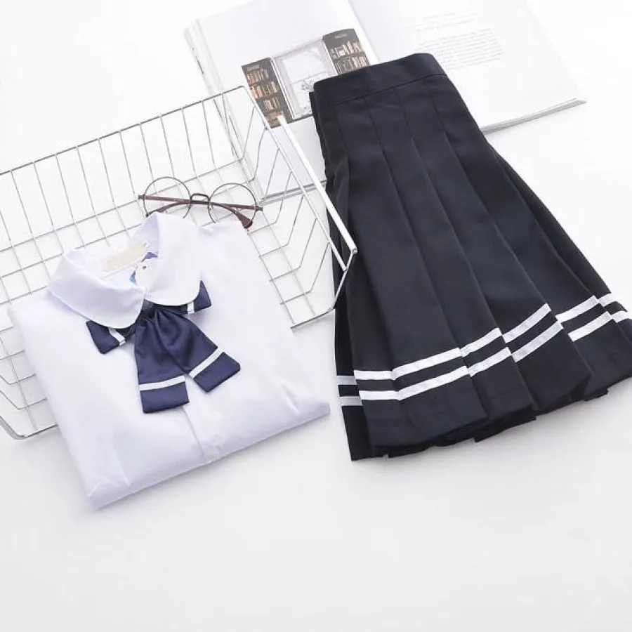 Japanese Korean Style School JK Uniform Suits White Shirt Pleated Skirt mp006145