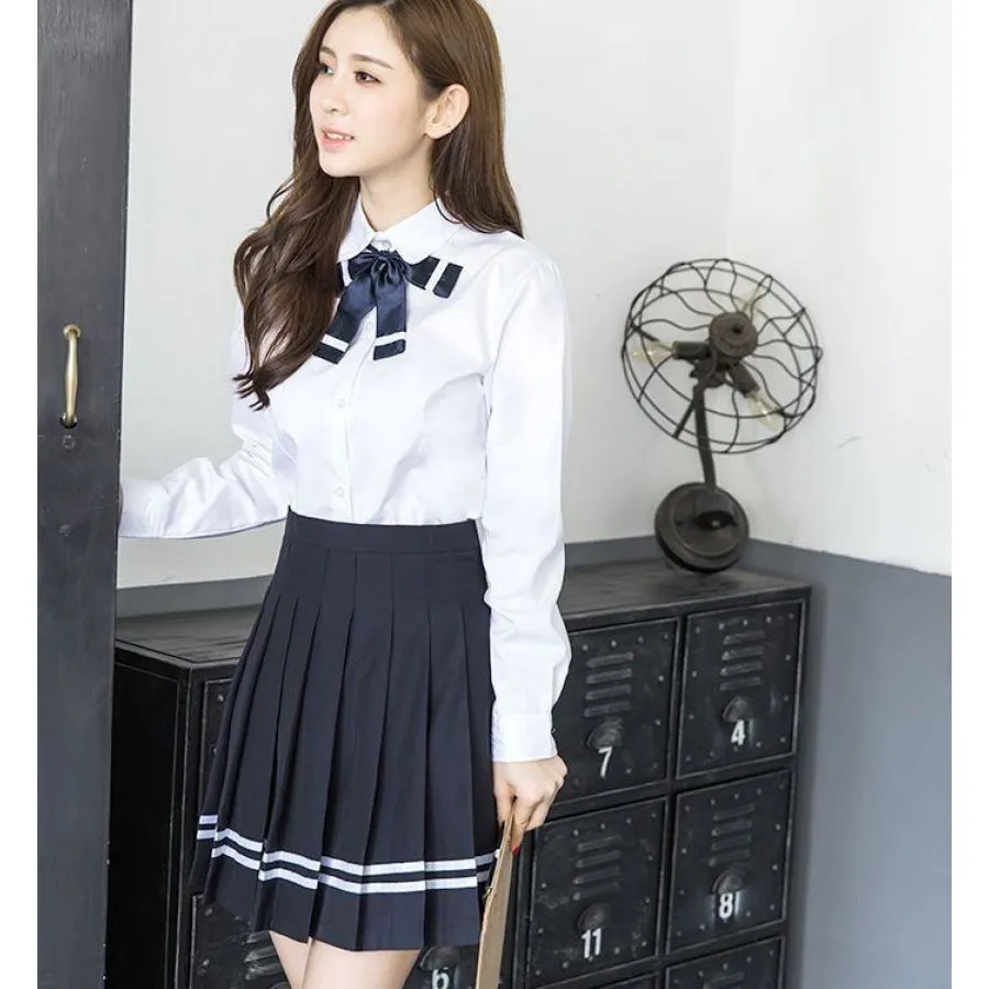 Japanese Korean Style School JK Uniform Suits White Shirt Pleated Skirt mp006145