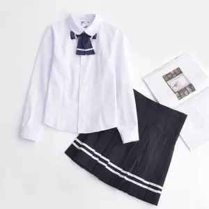 Japanese Korean Style School JK Uniform Suits White Shirt Pleated Skirt mp006145