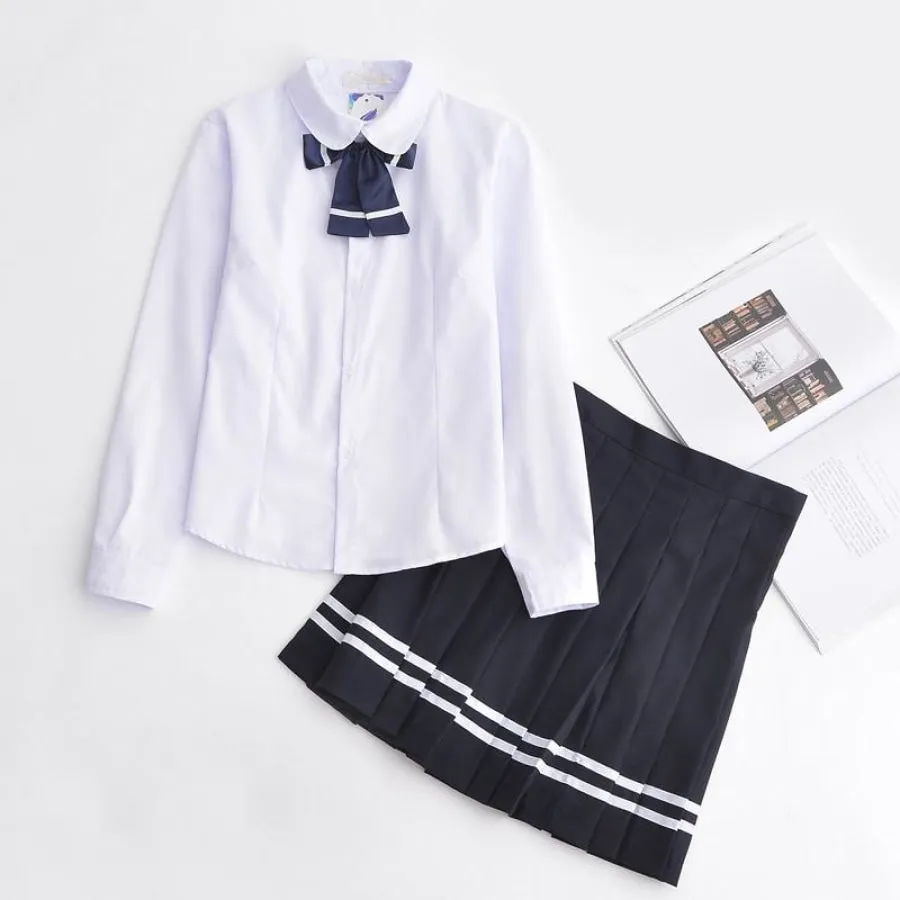 Japanese Korean Style School JK Uniform Suits White Shirt Pleated Skirt mp006145